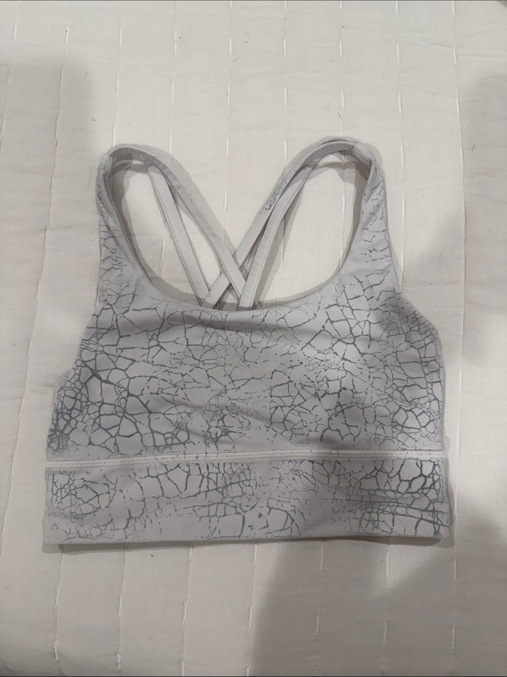 lululemon athletica White Cracked-Print Strappy Sports Bra